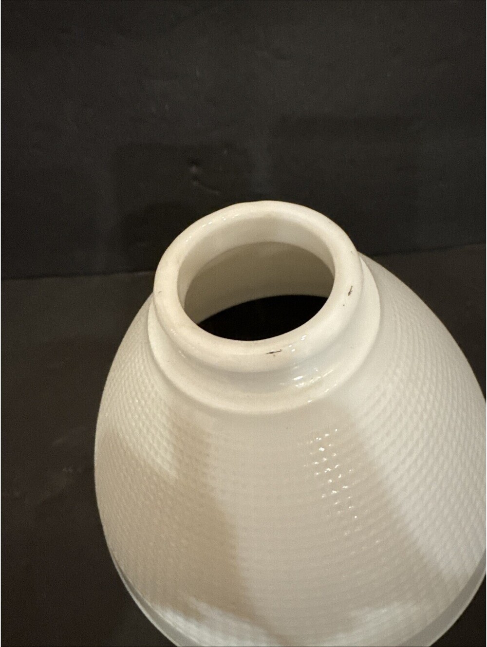 Vintage Corning White Milk Glass Waffle Pattern Torchiere Pendant Lamp Shade 8" - Picture 4 of 5